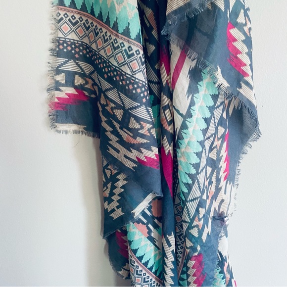 Multi Color Aztec Print Scarf Accessory 40 inch by 40 inch - Picture 4 of 5